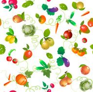 Vegetables fruits and leaves seamless pattern