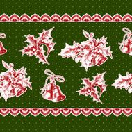 Seamless vintage background with Holly and bell