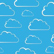 White clouds on blue Vector seamless pattern N2