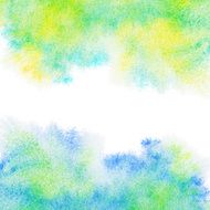 Abstract painted blue green yellow watercolor background