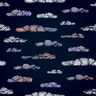 Seamless pattern with ornamental clouds on a blue background N2