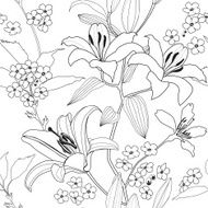 Flowers lily and daisy seamless wallpaper