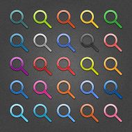 Loupe sign glossy icon web button shadow noise effect texture
