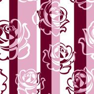 Seamless striped pattern with roses Vector illustration N2
