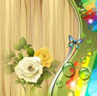 Wood background with roses