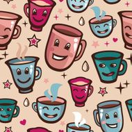 Vector seamless pattern with tea cups N2