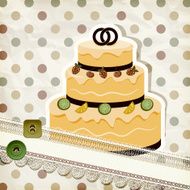 vintage wedding invitation with big cake