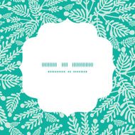 Vector emerald green plants circle frame seamless pattern background