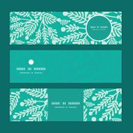Vector emerald green plants horizontal banners set pattern background