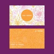 Vector flowers outlined vertical round frame pattern business cards set N3