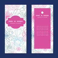 Vector gray and pink lineart florals vertical frame pattern invitation