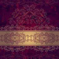 Card with banner golden ornament and grunge texture