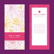 Vector flowers outlined vertical frame pattern invitation greeting cards set