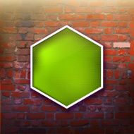 Brick wall with green label for your text