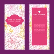 Vector flowers outlined vertical frame pattern invitation greeting cards set N2