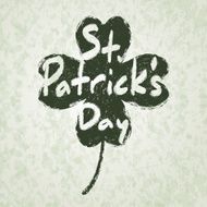 St Patrick&#039;s day Lettering Inside Four Leaf Clover Silhouette