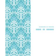 Vector light blue swirls damask vertical frame seamless pattern background N2