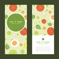 Vector fresh salad vertical round frame pattern invitation greeting cards