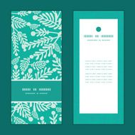 Vector emerald green plants vertical frame pattern invitation greeting cards