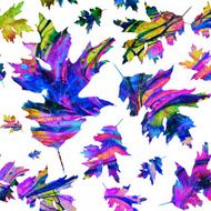 Seamless texture with colored watercolor maple leaves N22