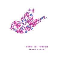 Vector vibrant field flowers bird silhouette pattern frame N2