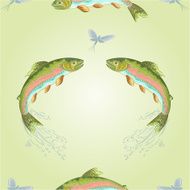 Seamless texture American trout jumps vector