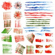 Acrylic and oil painted design elements brushes textures N2