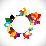 abstract colorful floral shape concept and blank circle for text