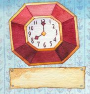 Series of watercolors Wall clock with a banner for text N2