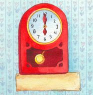 Series of watercolors Wall clock with a banner for text N4