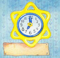 Series of watercolors Wall clock with a banner for text N5