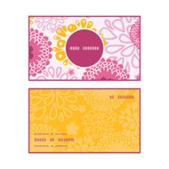 Vector pink field flowers vertical round frame pattern business cards