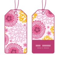 Vector pink field flowers vertical stripe frame pattern tags set N2
