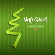 Merry Christmas origami green ribbons paper