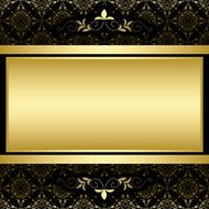 golden vector frame on black vintage pattern N2