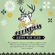 Burlap kitschy vintage Christmas greeting design with rustic deer head
