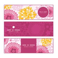 Vector pink field flowers horizontal banners set pattern background