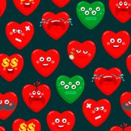 Seamless pattern with cartoon hearts N2