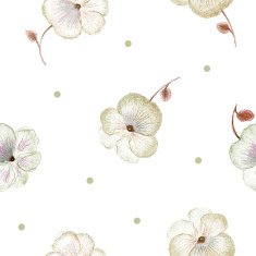Hand drawn pansy and dot background vintage style
