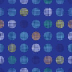 Abstract textile polka dots on blue seamless pattern background
