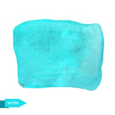 Watercolor turquoise paint stain isolated on white background