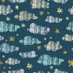 Seamless background with a pattern of clouds and stars Grunge