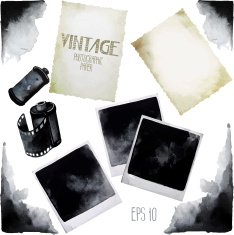 Vintage set of watercolor old photographic paper