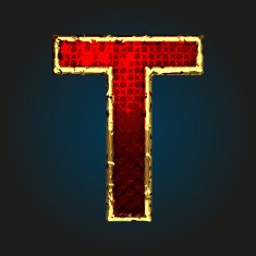 t vector red letter with gold