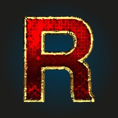 r vector red letter with gold