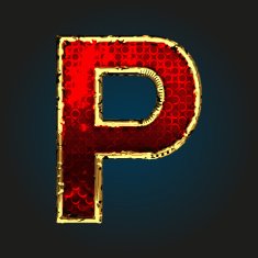 p vector red letter with gold