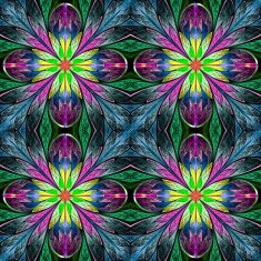 Multicolored symmetrical pattern in stained-glass window style N20