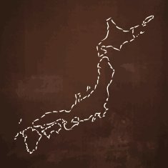 Japan Map sketched on rusty metal background N2