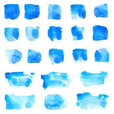 Blue watercolor square and recktangle stain set