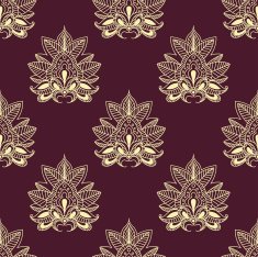 Yellow paisley floral seamless pattern